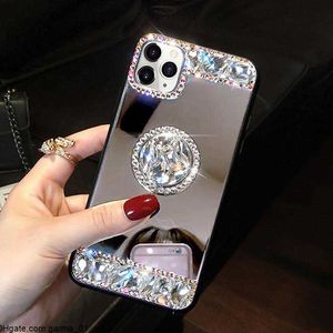 hoesje Mobiele telefoon is een spiegeldiamanthoes voor iPhone 11 Pro Max Xs Max XR 8/7 Plus 6 / 6S Plus mobiele telefoonhoes