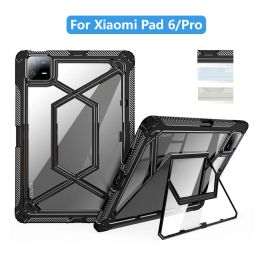 Étui antichoc pour Xiaomi Pad 6 Silicone souple + PC dur support pliable couverture Durable Capas arrière transparent pour Xiaomi Pad 6 Pro