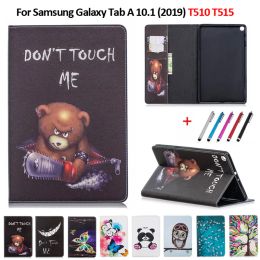 Couverture imprimée en cuir Smart PU pour Samsung Tab A 10 1 2019 Case de tablette de tablette Funda pour Galaxy Tab A 10.1 SMT510 SMT515 + Pen