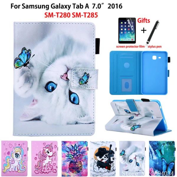 Caso SMT280 Caso para Samsung Galaxy Tab A A6 7.0 2016 T280 T285 SMT285 Cubierta Funda Fashion Fashion Impresión de estampado Capas +regalo