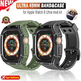 Case -riem voor Apple Watch Ultra 49mm TPU Sport Beschermende band PC -cover voor IWatch Series 49mm Siliconen bumper Bracelet Mod Kit