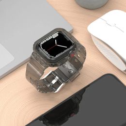 Case+correa para Apple Watch Ultra Band 49 mm Correa Transparent Sport Silicone Bracelet+Protective Cover Iwatch Series Ultra 49 mm
