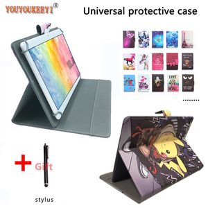 Case Universal Tablet Case voor Teclast P20HD 10.1inch Flip Stand Magnetic Print PU Lederen Cover Sleeve Funda voor P10S/T30/M30+cadeau