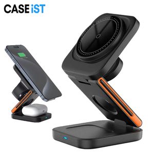 Caseïst Portable 3 In 1 draadloze laderstation Dock Qi snellaadstand Stand Stand Standaard Verstelbare houder Magnetic Multiple Device Travel of Apple iPhone AirPods IWatch
