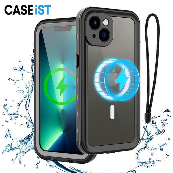 Caseista Professional IP68 Caja de teléfono impermeable impermeable 360 ​​Protectivo completo de natación submarina de natación Magnética Cubierta de anillo magnético para Apple iPhone 15 14 13 Pro Max Plus