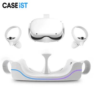 CASEiST VR Auriculares Cargador Soporte para gafas Estación de carga rápida Soporte magnético para controlador de juegos Soporte RGB Breath Light Soporte de pared para Meta Oculus Quest 2