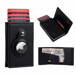 Casekey Men billetera nappa de cuero genuino cierre magnético trifold smart billet rfid soporte de tarjeta emergente