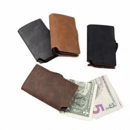 Billeteras para hombres de Casekey Fi PU PU Vintage Push Up Ban Bank Tutor de tarjeta de crédito Rfid Puque de bolso pequeño Bag Cuzdan Erkek 03d5#