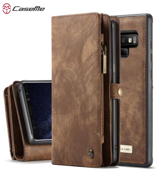 Case Case de teléfono de cuero genuino para Samsung Galaxy Note 9 Note8 Case de billetera de cremallera multi funcional para Galaxy S9 S9 Plus S8 S89402216