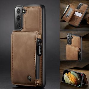 Caseme Leather à glissière Cois de portefeuille pour iPhone 11 12 Pro Max XS XR x 8 7 Plus Samsung A71 A51 A72 A52 COUVERCE DE CARDE DE STAND MAGNÉTIQUE A52 A52