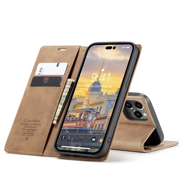 Caseme – coque de téléphone en cuir PU magnétique, étui de protection antichoc pour iPhone 14 13 12 Pro MAX Samsung