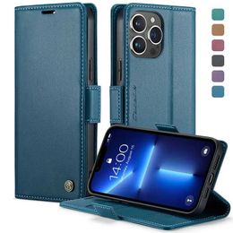 Caseme Pu Plain Leather Wallet Case pour iPhone Pro Max pour Plus pour XR pour 11 12 13 14 XS MAX X PLU