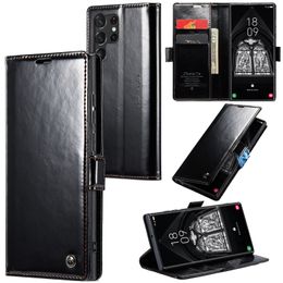 Caseme rétro en cuir en cuir socle portefeuille pour Samsung Galaxy S23 Ultra S22Ultra Note 20 Ultra Note10 Plus pour cartes de crédit à cartes de crédit Téléphone Téléphone