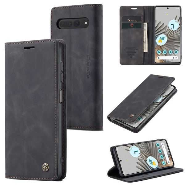 CaseMe Custodie a portafoglio con supporto in pelle opaca retrò CaseMe per Google Pixel 7 Pro 7A 8 6 Fold Cover per telefono con slot per schede vintage antiurto