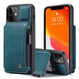 Caseme Retro RFID Lederen Cases met kaarttas voor iPhone 13 12 11 Pro MAX XR 8 Plus Samsung S20 S21 Ultra Note 20 A51 A71 A52 A72 Redmi