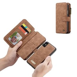 Caseme Wallet Case Split Multi Slot Afneembare Folio Magnetische Lederen Cover Case voor iPhone 11 Pro XS MAX XR X 8 Samsung S10 Plus Huawei