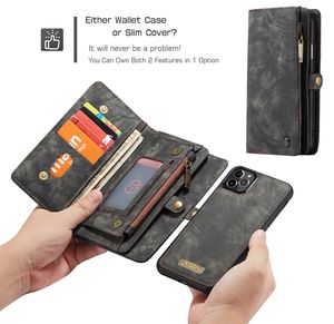 Caseme Wallet Cases Credit ID -kaarten Holder Pouch Leather Stand Telefoonhoes met handgreepsnoer voor iPhone 14 13 12 11 Pro Max XR 7 8 Plus
