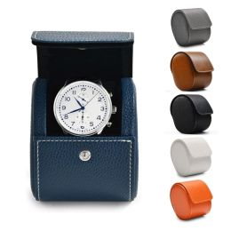 Cases 1 Slot LuxuryLeather Travel Watch Case Single Watch Box Men Women Portable Jewelry Watch Storage Roll Organizer Case