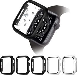 Étuis 10 pièces verre + couvercle pour boîtier de montre Apple 45mm 40MM 41MM W27 W37 HW67 DT7 PRO MAX couvercle de protection d'écran pare-chocs montre