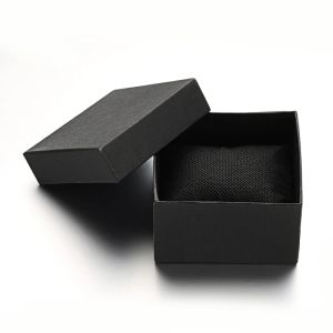 Caisses 10pcs Boîte à bijoux de montre noire rectangle avec cardons éponge en papier pochette de rangement de rangement