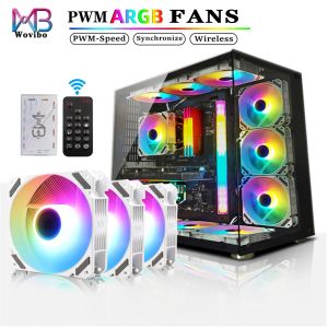 Gevallen 120 mm RGB Argb Fan Ventilador White Ventilateur PWM 4PIN 5V 3PIN FANS VOOR CPU COOLER WATER KOEL COMPUTER COMPUTERCRASSIS