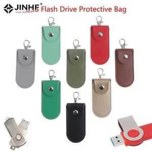 Kisten 1 van de zakzake tas Case Beschermende deksel Lederen sleutelringhouder voor USB Flash Drive Pendrive Memory Stick OTG U schijfopslagzakken