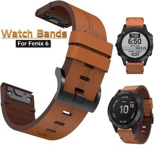 Correa de reloj de cuero de 22mm para Garmin Fenix 6 /6Pro/5/5Plus/Instinct Smart Watch Band de liberación rápida para Forerunner 935 945