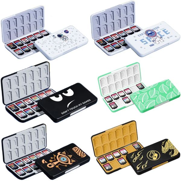 Cases 24 in1 coque rigide cartes de jeu boîte de rangement support de étui de protection pour Nintendo Switch Oled NS Lite jeux carte TF couverture accessoires