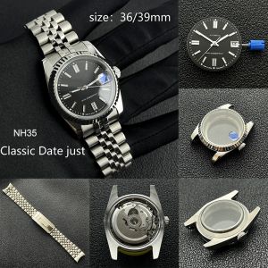 Cas 36/39 mm NH35 Date de cas de montre Just Case 316L Précision acier accessoire Accessoires de montre Logo Personnalisation de la montre