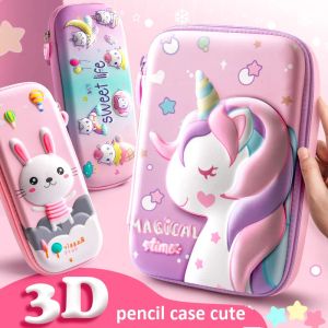 Caisses 3d Unicorn Crayer Cases Eva Pink Pen Sac pour écolière Girl Kawaii PAPELERIE BOX RAPPORT BOX SAGANTS SCHET