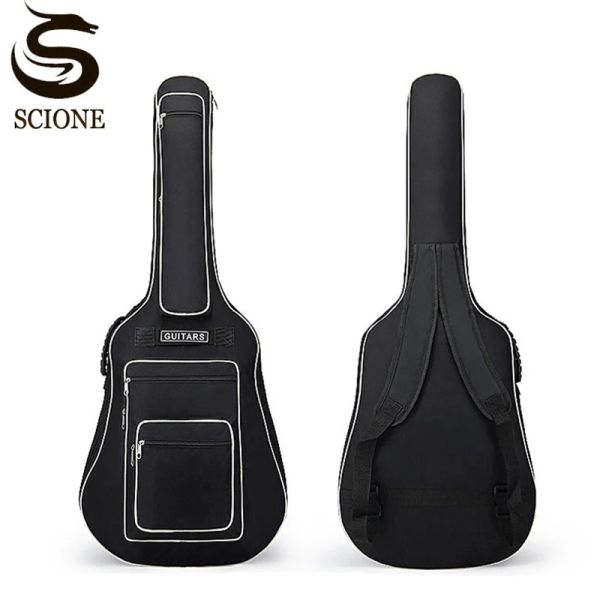 Caisses 40/41inch Sac guitare acoustique tissu oxford double bobine double guitare 8 mm sac de gig sac étanche rangement sac à dos x90