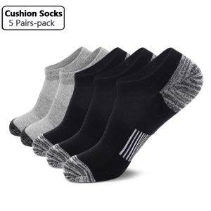 Cas 5 paires NO SPORTS MEN'S NO Show Sport Socks with Cushion Moisture Control Arch Support Mesh Fentilation Comfort Fit Performance Invisible