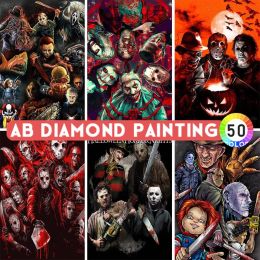 Cases 5D Diamond schilderij horrorfilm personages ab boren 50 kleuren kits diy cross mozaïek borduurfoto's kunst huisdecoratie