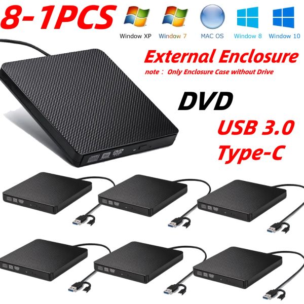 Cas 81PCS Étui à disque dur externe portable DVD CDROM Player Enclosure USB3.0 TYPEC ENCILLE EXTERNE OPTIQUE ENVILLE POUR LAPTOP