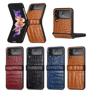 Étui pliant en cuir de crocodile Anti-transpiration pour Samsung Galaxy Z Flip4 5G Flip 4 Flip3 Flip 3 Zflip4 housse de téléphone de Protection contre les chutes