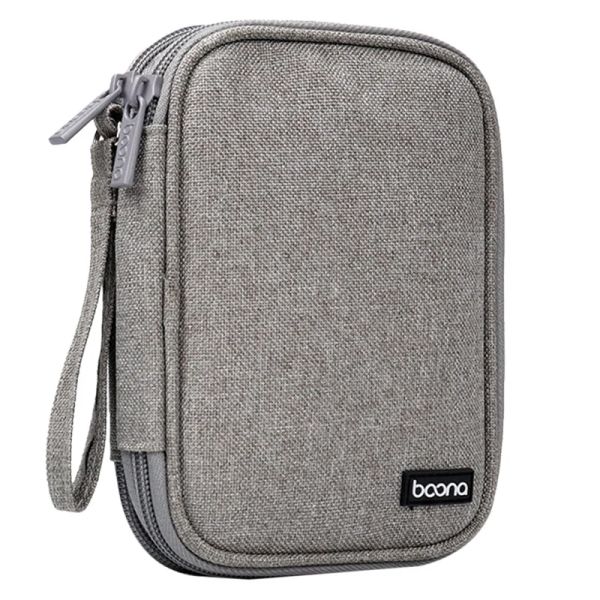 Cas Boona Portable Hard Disk Storage Sac de stockage DoubleLeryer Multifonction Storage Boîte adaptée à la banque d'alimentation, un câble de données, un chargeur