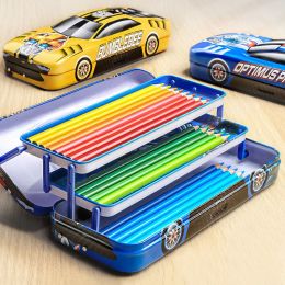 Caisses crayons de voiture avec roue triple papinerie