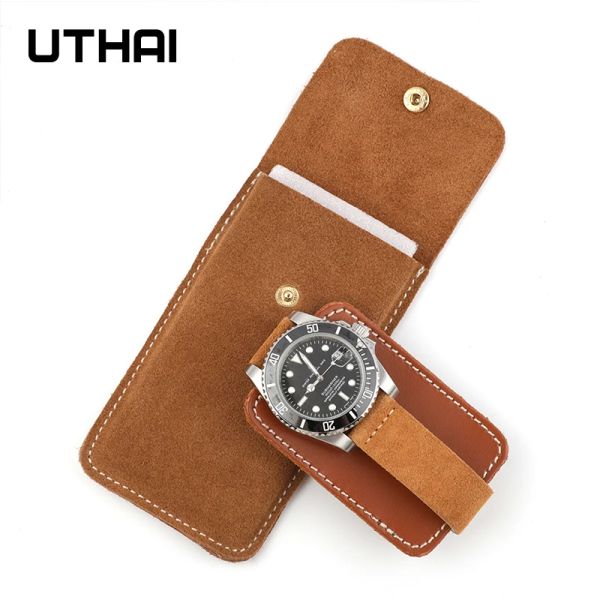 Estuche para reloj, bolsa de cuero genuino para reloj, bolsa de almacenamiento para reloj, funda protectora para viaje, práctica y de alta gama Uthai U04