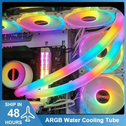 Cas Ordinateur CPU AIO TUBE DE COLING AIO Argb Lumineux Aura Synchrones DIY Cabinet Gaming Decorative Vest Silice Gel PC Accessries