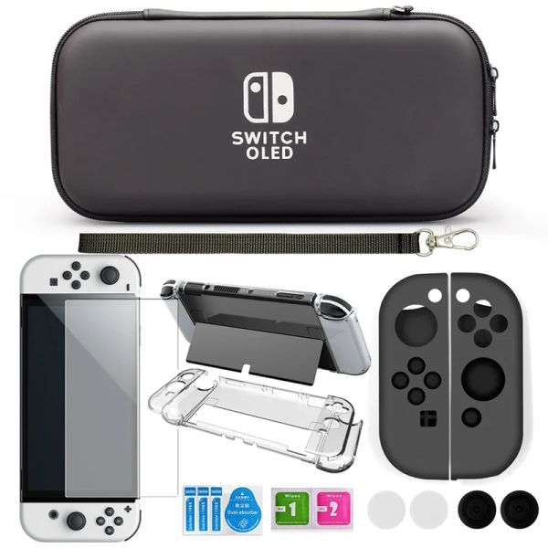 Cas Kit de boîtier cristallin pour Nintendo Switch Oled Portage de sac de voyage Pouche pour la protection de protection de la console de jeu NS OLED Protecteur