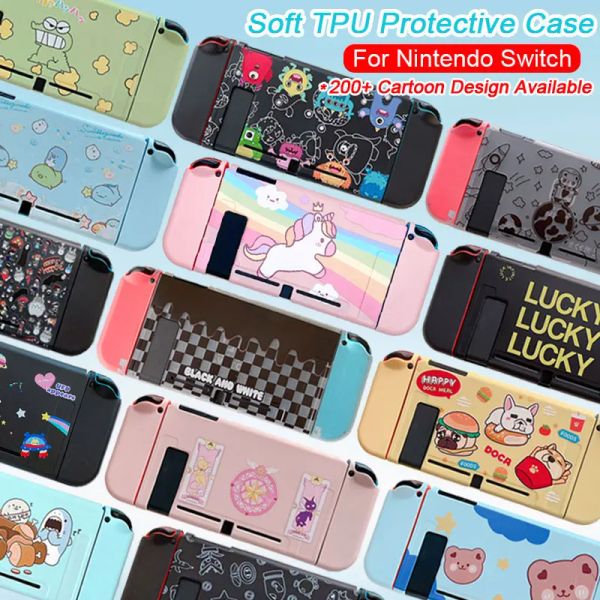 Étui de dessin animé mignon pour Nintendo Switch NS Joy Con, coque de contrôleur de jeu, housse de protection en Silicone souple Kawaii, accessoires