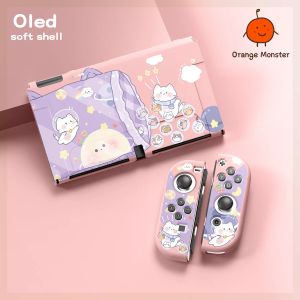 Cas mignon cartoon chat soft tpu protecteur de protection pour nintendo switch / lite / oled antifall dons décoratifs créatifs antifall antifall pour les enfants