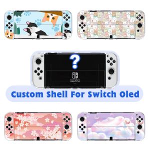Cases Leuke Kawaii Gaming Custom Case for Nintendo Switch OLED Hard dunne Dockable Protection Shell Pink Japans Anime Patroon