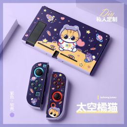 Étui de transport pour chat Orange espace mignon, housse en TPU décorative antichute pour Nintendo Switch/Oled/Lite, motif personnalisé