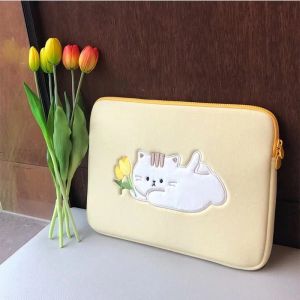 Cases Cute Tulip Cat Laptop Sleeve Tablet Case 11 13 15 15.6 inch Cover voor MacBook Air 13 IPAD Pro 9.7 12.9 iPad Air Asus -laptopzakken