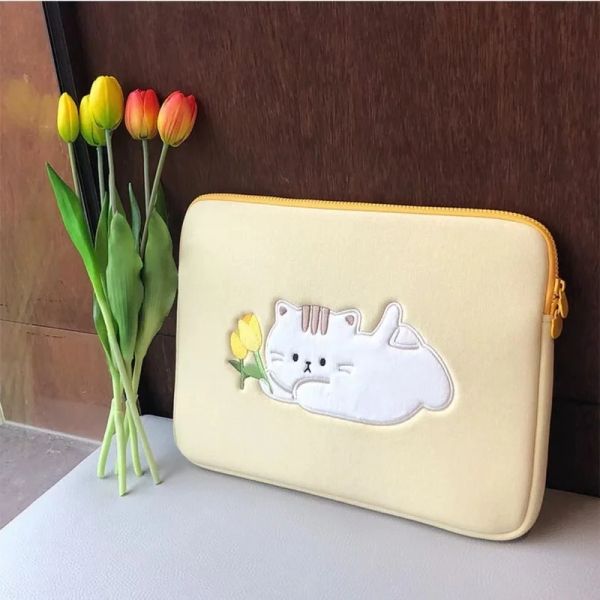 Caisses couverture de tablette à manches d'ordinateur portable mignonne de tulip chat 11 13 15 15,6 pouces Couverture pour MacBook Air 13 iPad Pro 9.7 12,9 IPAD AIR ASU