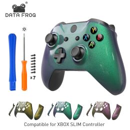 Cas de données Données Frog Chameleon Faceplate Cover pour Xbox One Controller Ensemble complet Remplacement Boîte de boîtier avant pour Xbox One Slim 2023