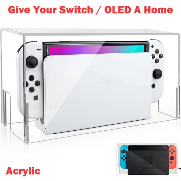 Cas Boîte d'affichage Cache-poussière hôte pour Nintendo Switch NS Console de jeu Dock Étui de protection Acrylique Couvertures rigides Switch Oled Accessoires