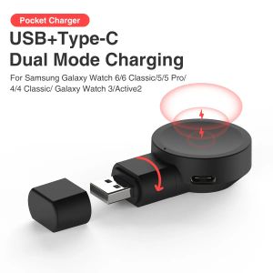 Caisses Adaptateur de chargeur de quai de cordon Wireless USB Charge de charge Cordon de câble pour Samsung Galaxy Watch 6 Watch5 Pro Watch 5 Watch 4 44mm 40mm