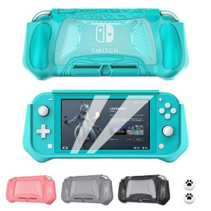 Cases Ergonomische beschermhoes met comfortabel handvat en schermbeschermer van hoog helder gehard glas voor Nintendo Switch Lite voor grote handen